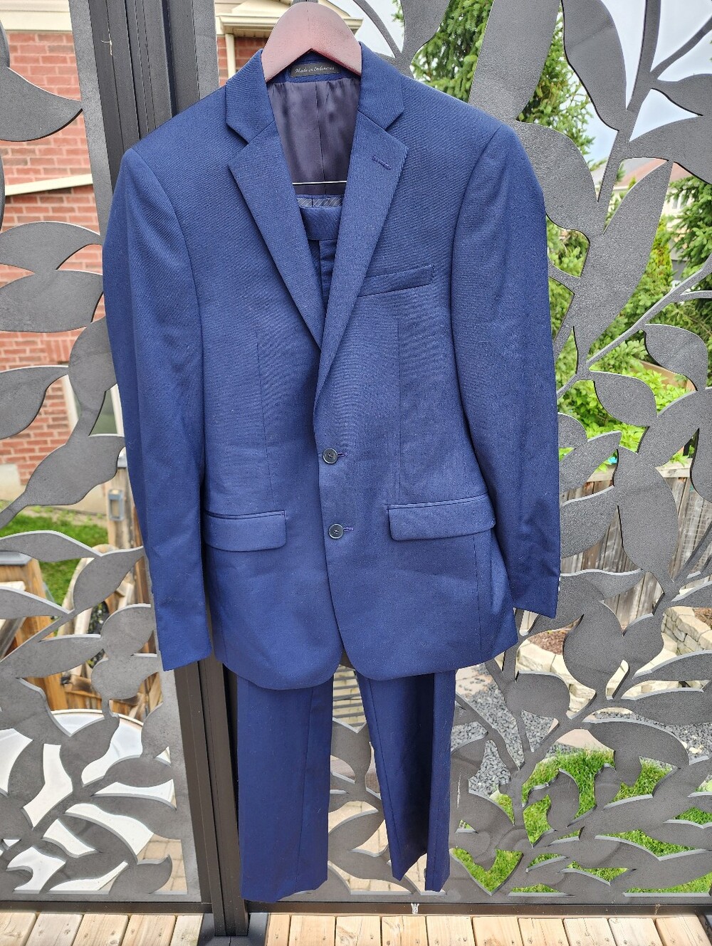 Calvin Klein Suit Mens 36R 32x32 2 Piece Set 100% Wool Slim Fit Royal Blue Prom